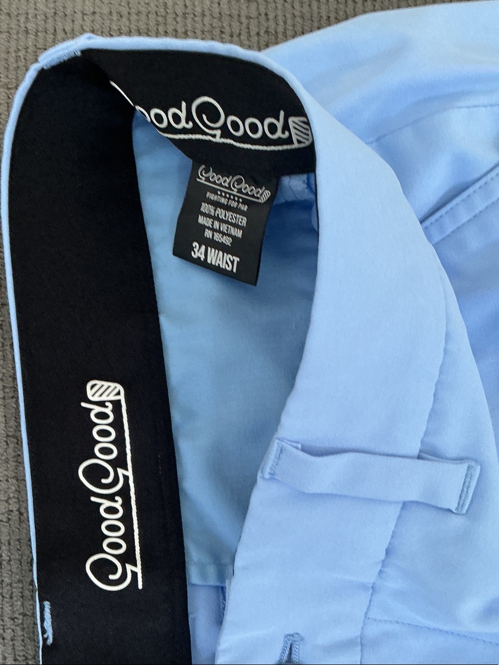 Good good Golf Light Blue Men's Flat Front Performance Shorts - Picture 2 of 3